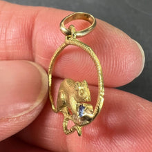 Load image into Gallery viewer, Vintage Mouse Blue Sapphire 18K Yellow Gold Charm Pendant
