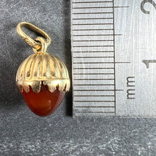 Load image into Gallery viewer, Small Italian Acorn Carnelian Chalcedony 18K Yellow Gold Charm Pendant
