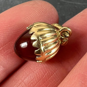 Small Italian Acorn Carnelian Chalcedony 18K Yellow Gold Charm Pendant
