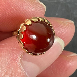 Small Italian Acorn Carnelian Chalcedony 18K Yellow Gold Charm Pendant