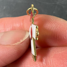 Load image into Gallery viewer, Vintage Art Deco Japan Flag Kimono Figure Enamel 18K Yellow Gold Charm Pendant
