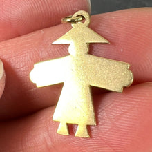 Load image into Gallery viewer, Vintage Art Deco Japan Flag Kimono Figure Enamel 18K Yellow Gold Charm Pendant
