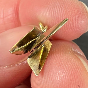 18K Yellow Gold Origami Bird Charm Pendant