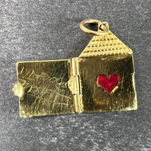 Load image into Gallery viewer, Vintage Love Heart House Opening Door 18K Yellow Gold Enamel Charm Pendant
