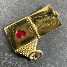 Load image into Gallery viewer, Vintage Love Heart House Opening Door 18K Yellow Gold Enamel Charm Pendant
