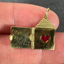 Load image into Gallery viewer, Vintage Love Heart House Opening Door 18K Yellow Gold Enamel Charm Pendant
