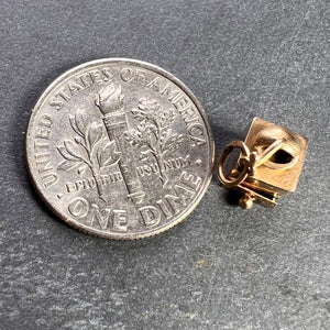 Coffee Grinder Love Heart 18K Yellow Gold Enamel Charm Pendant