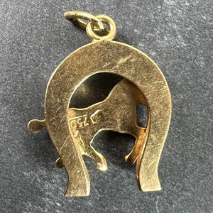 Italian 18K Yellow Gold Lucky Horseshoe Horse Charm Pendant