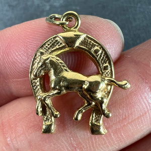 Italian 18K Yellow Gold Lucky Horseshoe Horse Charm Pendant