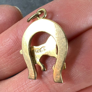 Italian 18K Yellow Gold Lucky Horseshoe Horse Charm Pendant