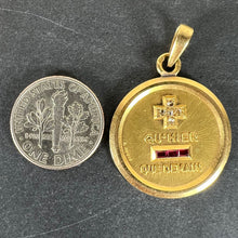 Load image into Gallery viewer, Augis French Plus Qu'Hier Ruby Diamond 18K Yellow Gold Love Charm Pendant
