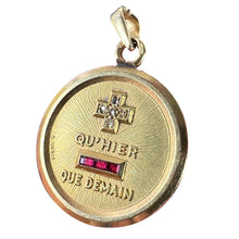 Load image into Gallery viewer, Augis French Plus Qu'Hier Ruby Diamond 18K Yellow Gold Love Charm Pendant
