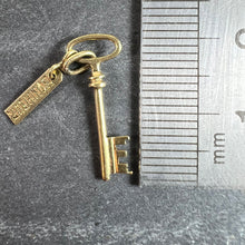 Load image into Gallery viewer, Vintage French Bonheur Good Luck Key 18K Yellow Gold Charm Pendant
