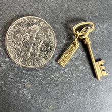Load image into Gallery viewer, Vintage French Bonheur Good Luck Key 18K Yellow Gold Charm Pendant
