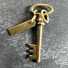 Load image into Gallery viewer, Vintage French Bonheur Good Luck Key 18K Yellow Gold Charm Pendant
