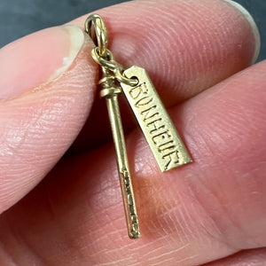 Vintage French Bonheur Good Luck Key 18K Yellow Gold Charm Pendant