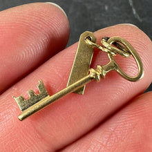 Load image into Gallery viewer, Vintage French Bonheur Good Luck Key 18K Yellow Gold Charm Pendant
