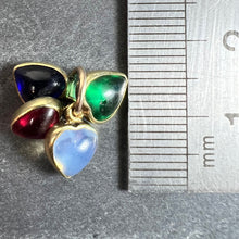 Load image into Gallery viewer, Vintage 18K Yellow Gold Four Love Hearts Paste Glass Charm Pendant
