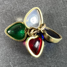Load image into Gallery viewer, Vintage 18K Yellow Gold Four Love Hearts Paste Glass Charm Pendant
