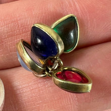 Load image into Gallery viewer, Vintage 18K Yellow Gold Four Love Hearts Paste Glass Charm Pendant
