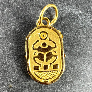 Egyptian Scarab 18K Yellow White Gold Charm Pendant