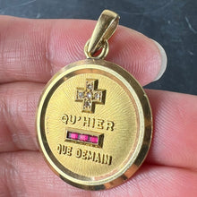 Load image into Gallery viewer, Augis French Plus Hier Ruby Diamond 18K Yellow Gold Love Charm Pendant
