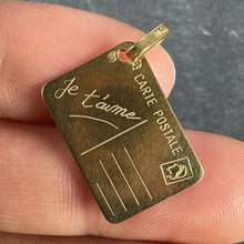 Load image into Gallery viewer, French Je T&#39;aime Mother Postcard 18K Yellow Gold Love Charm Pendant
