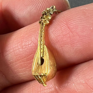 Vintage Banjo Sitar 18K Yellow Gold Charm Pendant