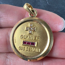Load image into Gallery viewer, Augis French More Than Yesterday Ruby Diamond 18K Yellow Gold Love Charm Pendant
