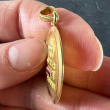 Load image into Gallery viewer, Augis French More Than Yesterday Ruby Diamond 18K Yellow Gold Love Charm Pendant
