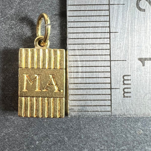 Vintage Deco Folding Fob Seal Initials AM 18K Yellow Gold Charm Pendant