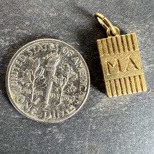 Vintage Deco Folding Fob Seal Initials AM 18K Yellow Gold Charm Pendant