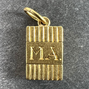 Vintage Deco Folding Fob Seal Initials AM 18K Yellow Gold Charm Pendant