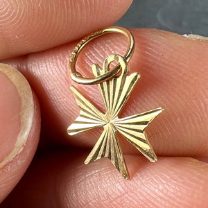Italian Maltese Cross 18K Yellow Gold Charm Pendant