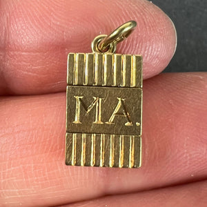 Vintage Deco Folding Fob Seal Initials AM 18K Yellow Gold Charm Pendant