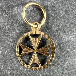Italian Maltese Cross 9K Yellow Gold Charm Pendant