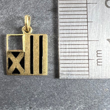Load image into Gallery viewer, Vintage Deco February Wisdom Pisces Flag Enamel 18K Yellow Gold Charm Pendant
