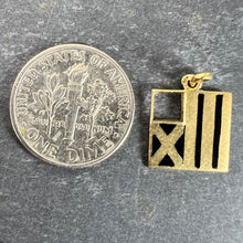 Load image into Gallery viewer, Vintage Deco February Wisdom Pisces Flag Enamel 18K Yellow Gold Charm Pendant
