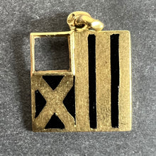 Load image into Gallery viewer, Vintage Deco February Wisdom Pisces Flag Enamel 18K Yellow Gold Charm Pendant

