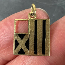 Load image into Gallery viewer, Vintage Deco February Wisdom Pisces Flag Enamel 18K Yellow Gold Charm Pendant
