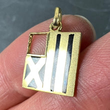 Load image into Gallery viewer, Vintage Deco February Wisdom Pisces Flag Enamel 18K Yellow Gold Charm Pendant
