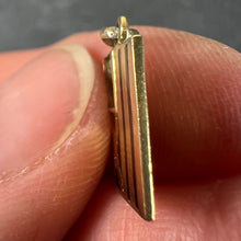 Load image into Gallery viewer, Vintage Deco February Wisdom Pisces Flag Enamel 18K Yellow Gold Charm Pendant
