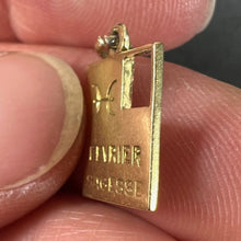 Load image into Gallery viewer, Vintage Deco February Wisdom Pisces Flag Enamel 18K Yellow Gold Charm Pendant

