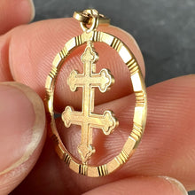 Load image into Gallery viewer, French Lorraine Cross 18K Yellow Gold Charm Pendant
