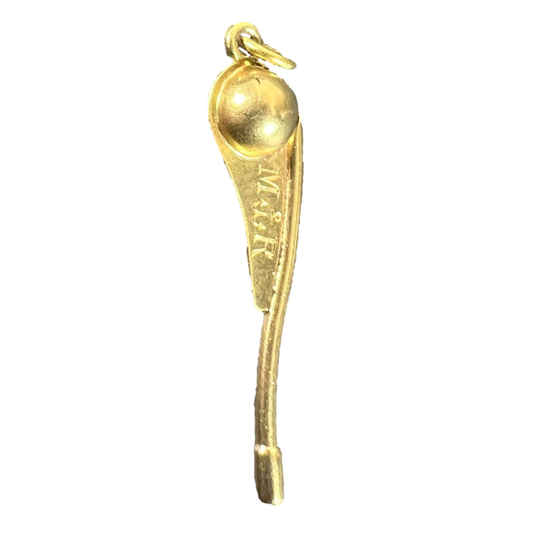 Vintage 18K Yellow Gold Sailing Yacht Boat Rudder Handle Charm Pendant