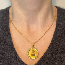 Load image into Gallery viewer, Augis French Plus Qu'Hier Ruby Diamond 18K Yellow Gold Love Charm Pendant
