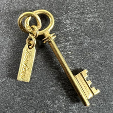 Load image into Gallery viewer, Vintage French Bonheur Good Luck Key 18K Yellow Gold Charm Pendant

