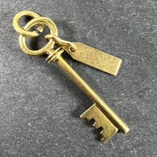 Load image into Gallery viewer, Vintage French Bonheur Good Luck Key 18K Yellow Gold Charm Pendant
