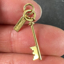 Load image into Gallery viewer, Vintage French Bonheur Good Luck Key 18K Yellow Gold Charm Pendant
