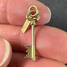 Load image into Gallery viewer, Vintage French Bonheur Good Luck Key 18K Yellow Gold Charm Pendant
